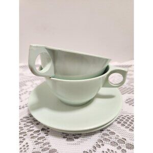 Vintage Mel Mac Green Tea Cup & Saucer Set - 1970s Cottagecore Kitchen Decor